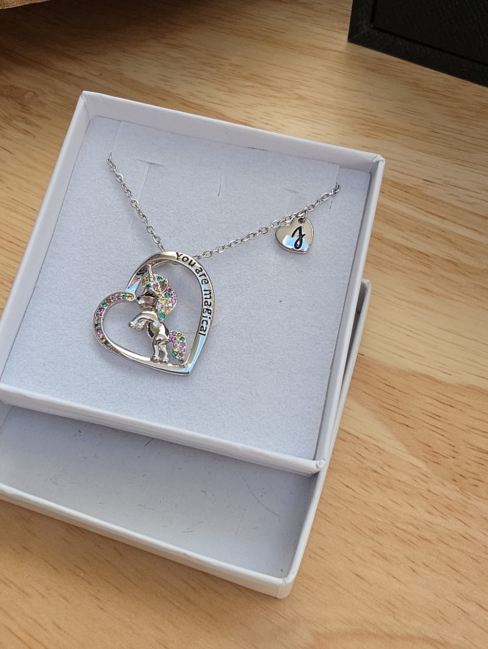 You Are Magical Unicorn Heart Necklace - Silver with Iridescent Accents #1